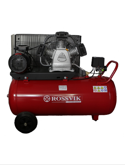 Поршневой компрессор 420л/мин, ресивер 100л, ROSSVIK СБ4/С-100.LB30А (красный)