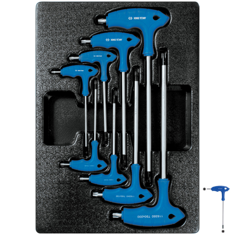 KING TONY Набор L-образных ключей Torx, ложемент, 8 предметов 9-22308TR