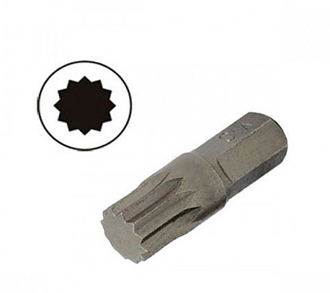 Бит 12-лучевой М5 10мм, L=30мм, S2, (упаковка 10 шт) AIST 1323005M