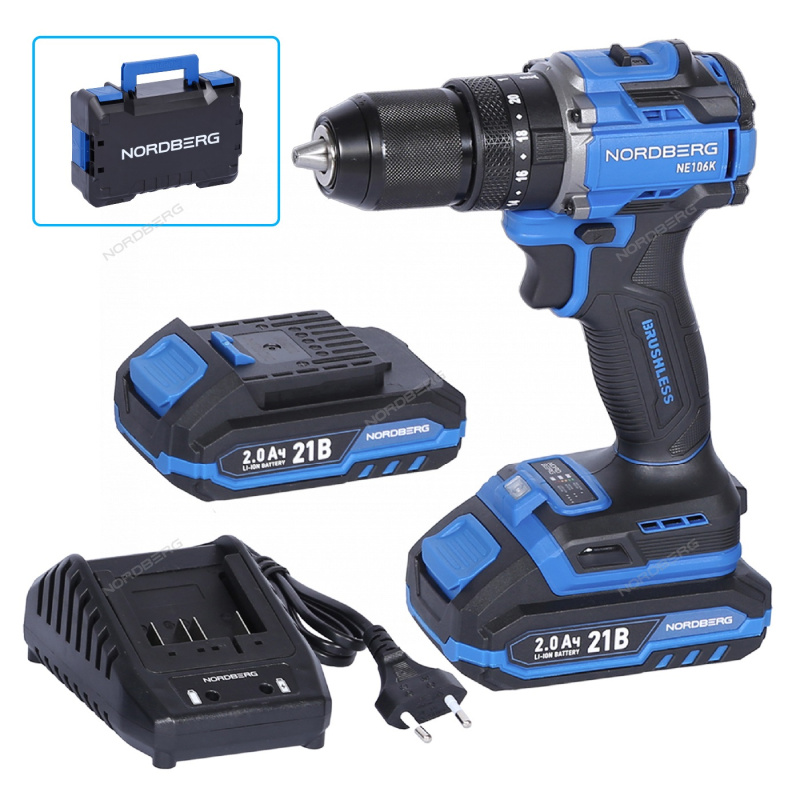 Шуруповерт аккумуляторный макс.диам. сверла 13 мм, 21 В, 70 Нм с 2 аккумуляторами и зарядным уст-вом